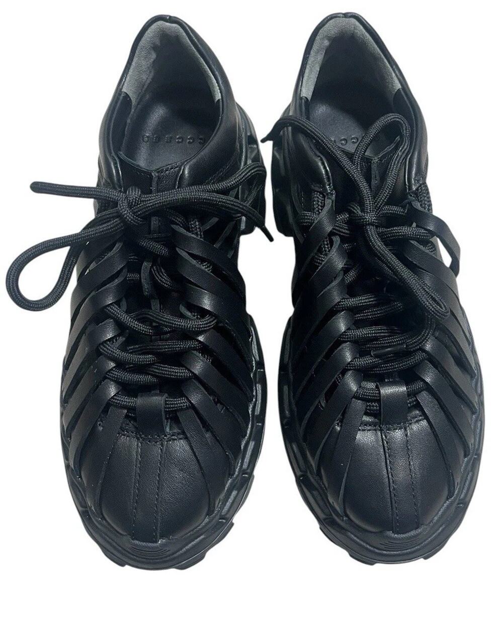 4CCCCEES Black Leather Platform Arko Osta Shoes 35 US 5 Tie Futuristic